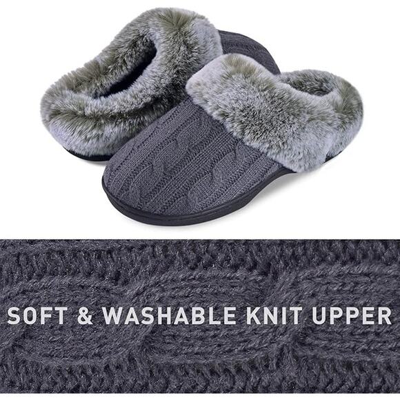 Parlovable Women's Fuzzy House Slippers Warm Soft Memory Foam Bedroom Shoes - Picture 2 of 5